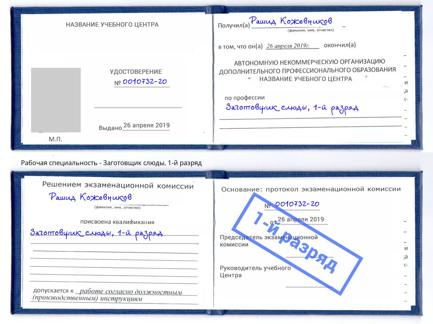 корочка 1-й разряд Заготовщик слюды Верхний Уфалей