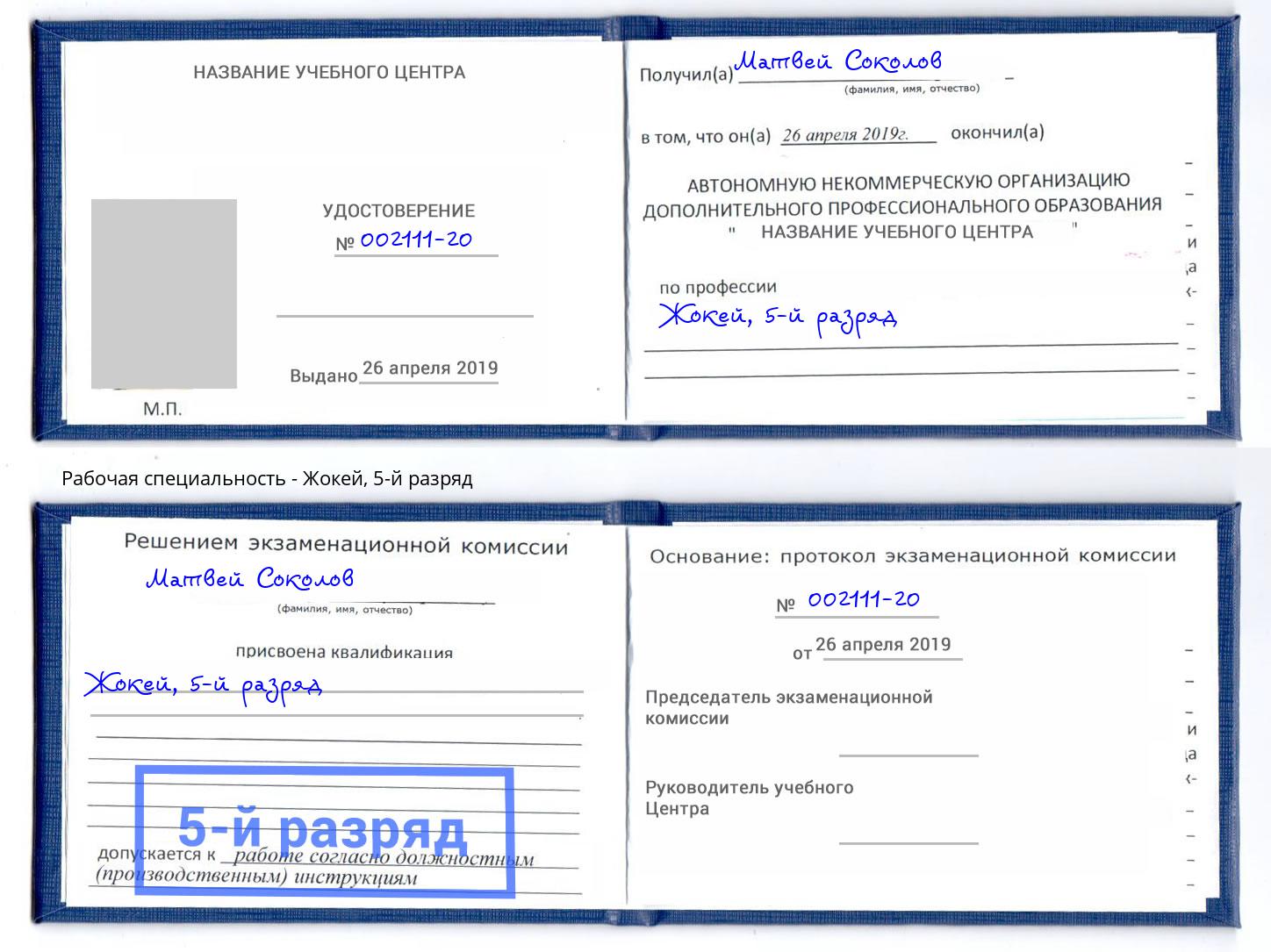 корочка 5-й разряд Жокей Верхний Уфалей