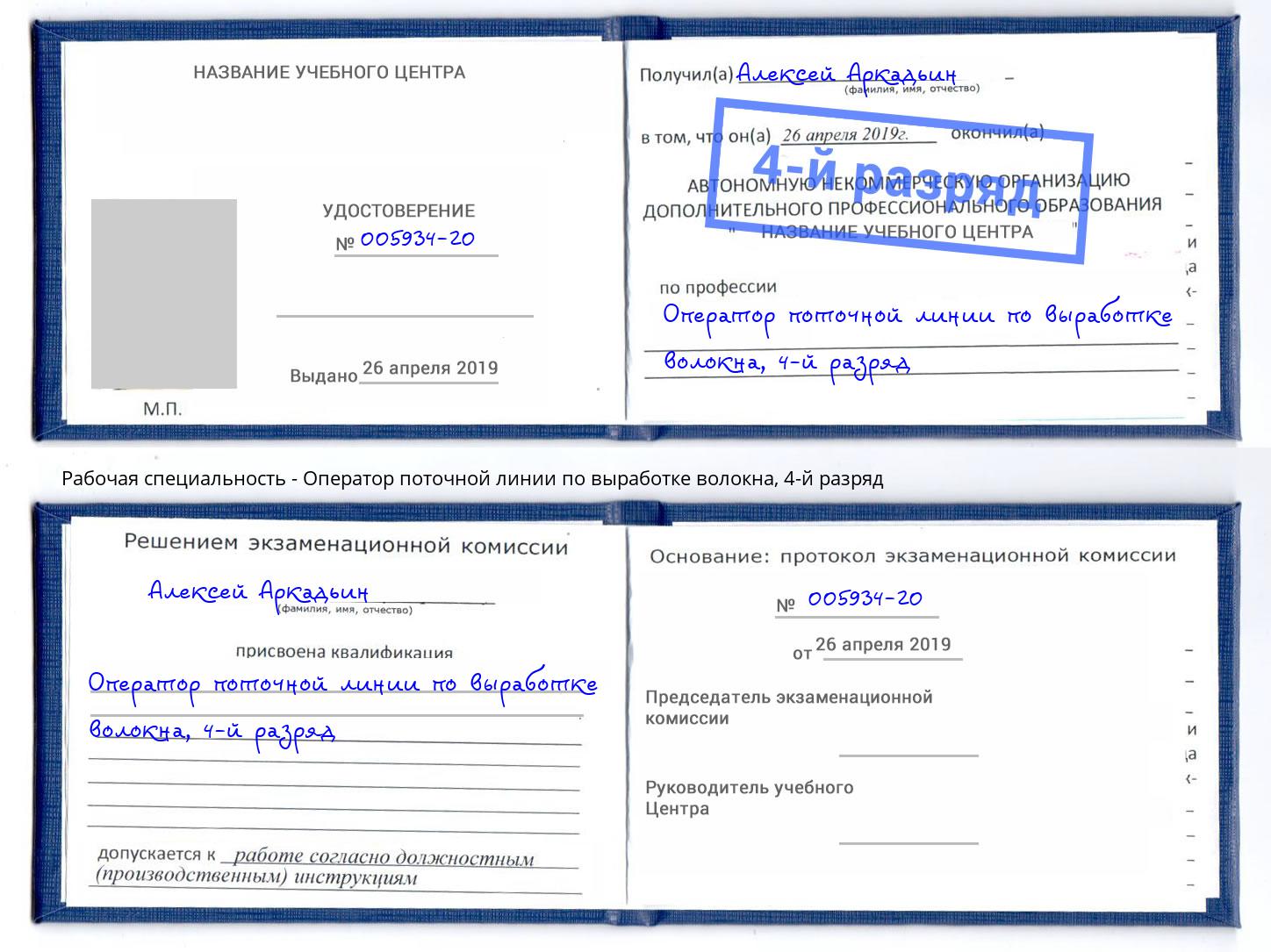 корочка 4-й разряд Оператор поточной линии по выработке волокна Верхний Уфалей